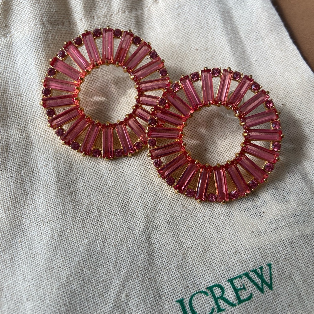 J. Crew Pink and Gold Statement Earrings